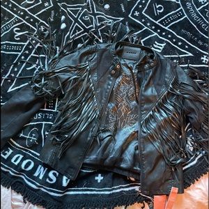 Faux leather jacket with Fringe XS